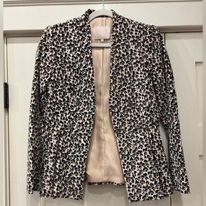 Rebecca Taylor Leopard Animal Print Velvet Blazer
